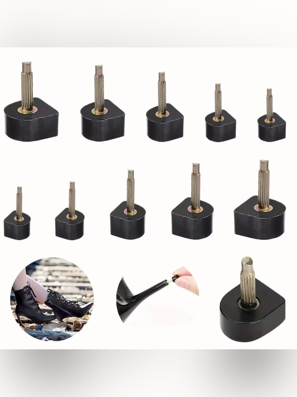 High Heel Replacement Heel Tips - Black (11 pcs)